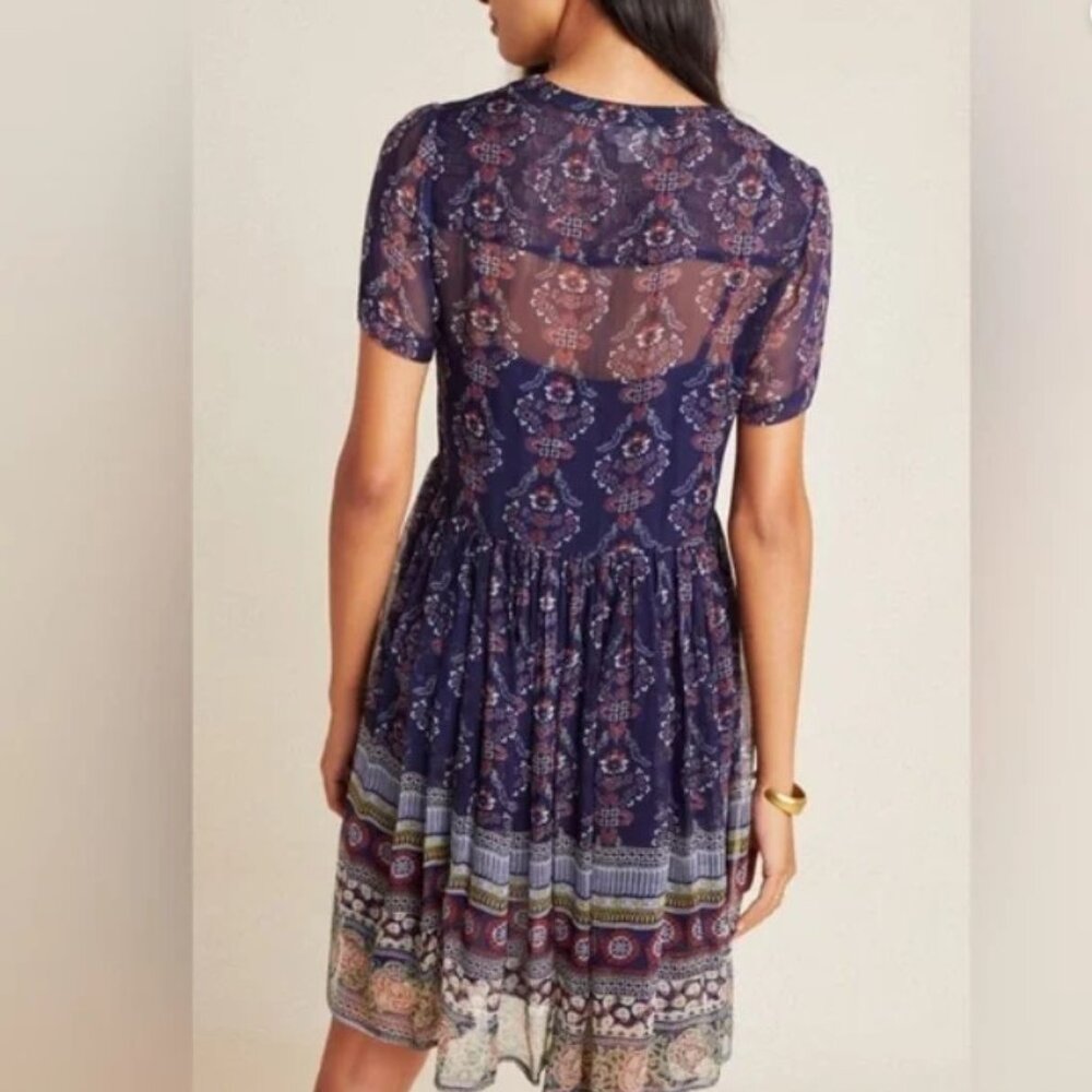 Maeve by Anthropologie Adrian Sheer Boho Tunic Dress Size L - Picture 2 of 11